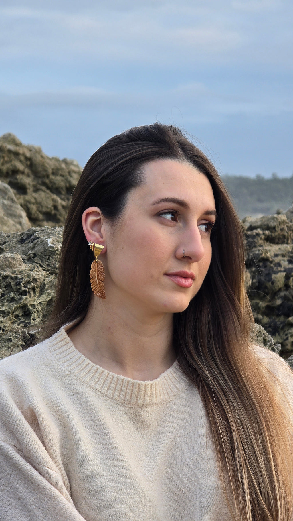 PENDIENTES PLUMA LARGA