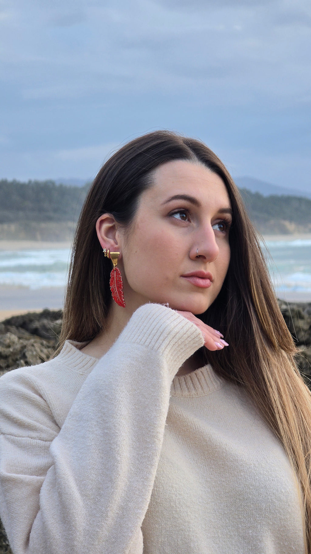 PENDIENTES PLUMA LARGA
