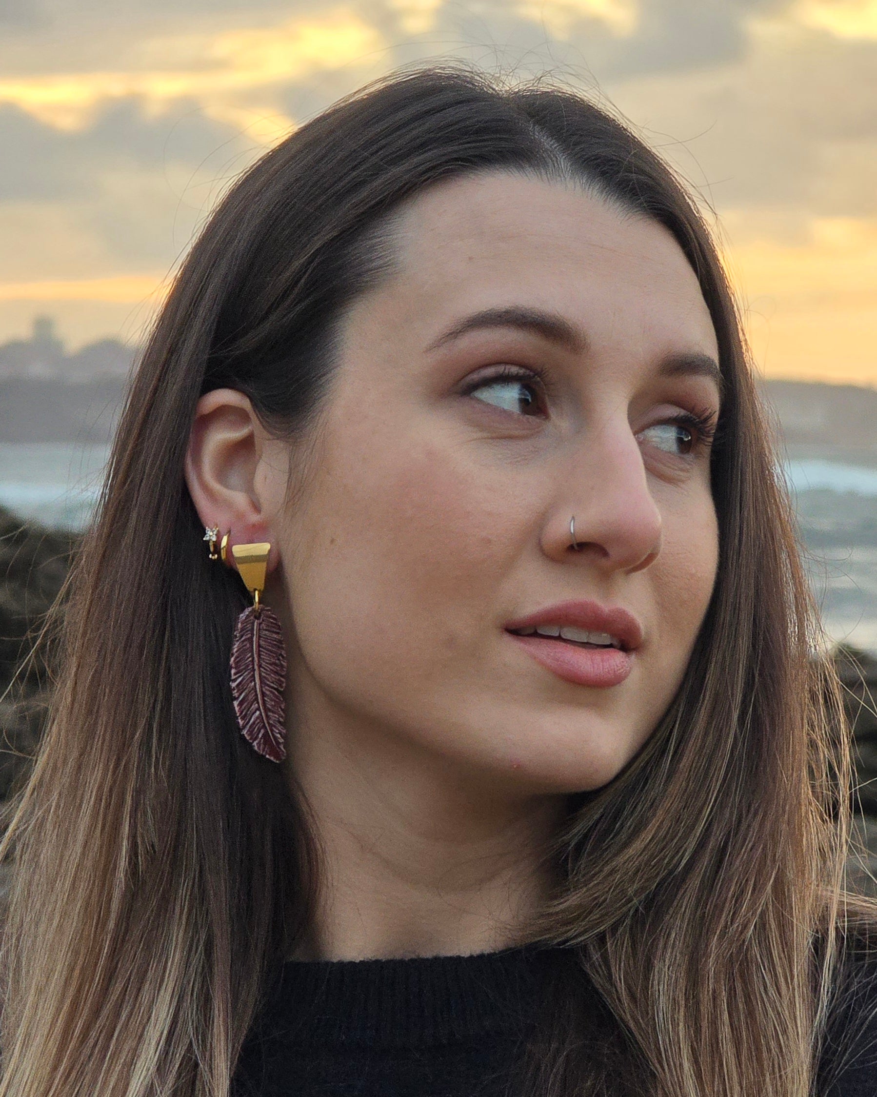PENDIENTES PLUMA LARGA